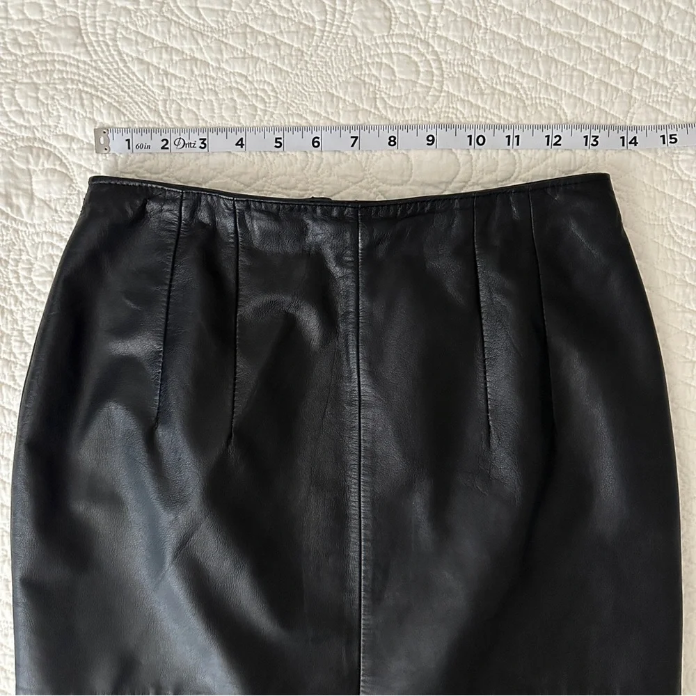 Vintage 80s Pia Rucci Black Leather Pencil Skirt Women’s - Picture 3 of 11